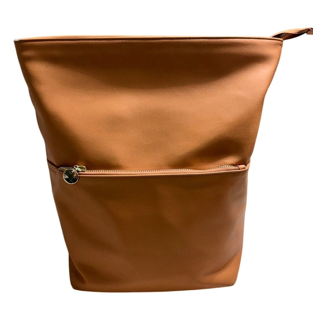 Mark And Graham Vegan Leather Backpack Top Zipper Camel